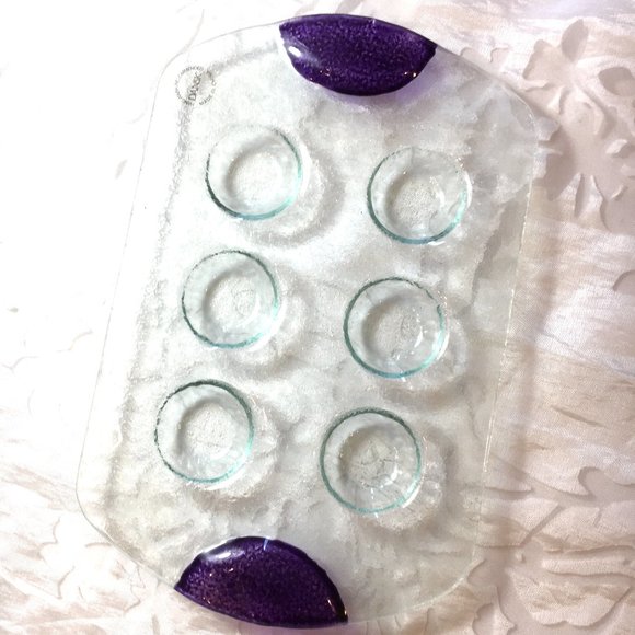 * Dansk Escargot Devil Egg Serving Six Pocket  Glass Tray - Picture 6 of 8